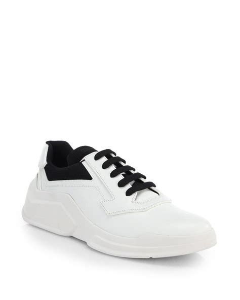 prada white spazzolato laced runway sneakers|Prada Livermore.